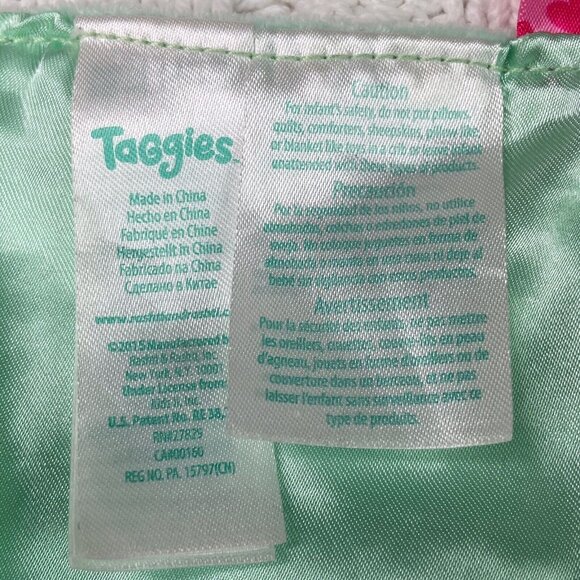 Taggies Owl Lovey Security Blanket Plush Rattle Pink Green Sensory Satin Fleece - Picture 7 of 8